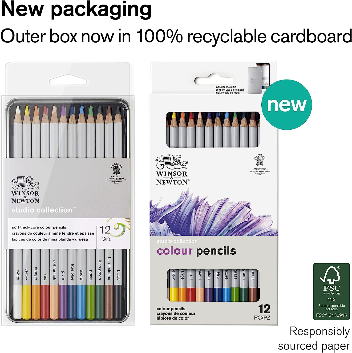 Winsor & Newton Studio Collection Artist Pencils, Color Pencils, Set of 12 - Image 2